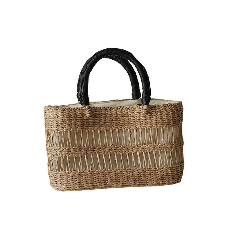 Summer Hand-Woven Straw Handbag Hollow Out Rattan Wicker Basket Totes Bag for Women Travel Vacation Beach Large Capacity Clutch high-quality