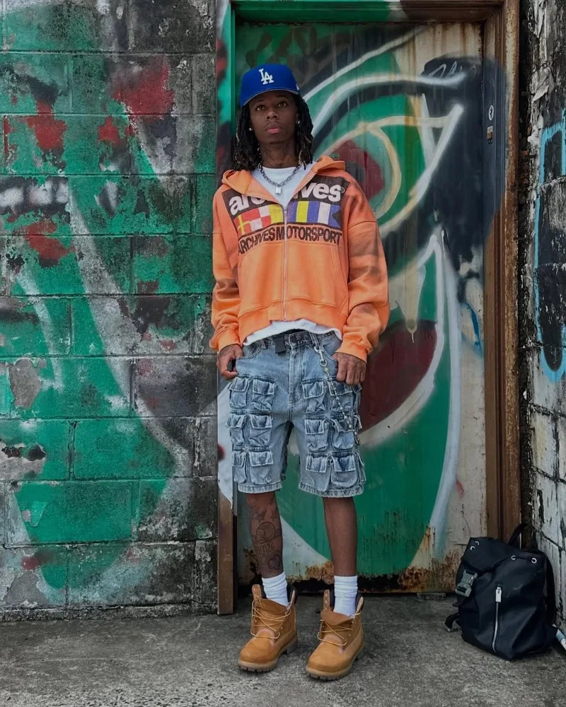 American Retro Casual Versatile Letter Print Oversized Zipper Hoodie Men Y2k Hip-hop High Street Trendy Sweatshirt Women 250813