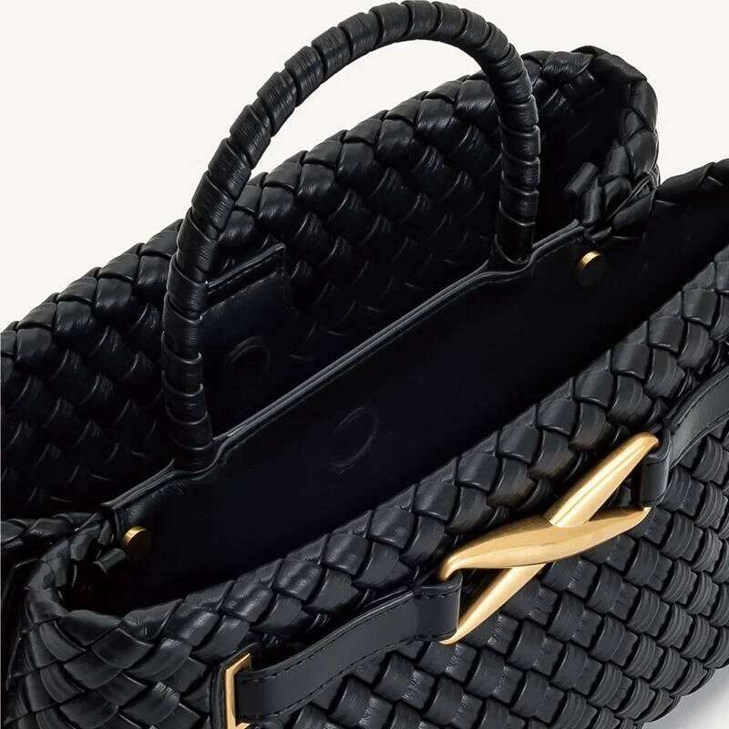 Fashionable Large Capacity Women's Woven Casual Commuting Handbag, PU Single Shoulder Crossbody Bag