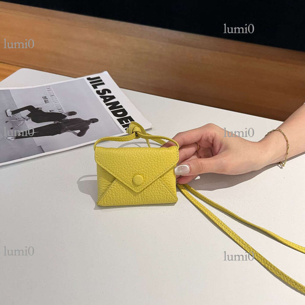 New Coin Purse Top Layer TC Envelope Waist Neck Bag Niche Mini Belt Genuine Leather Card Holder