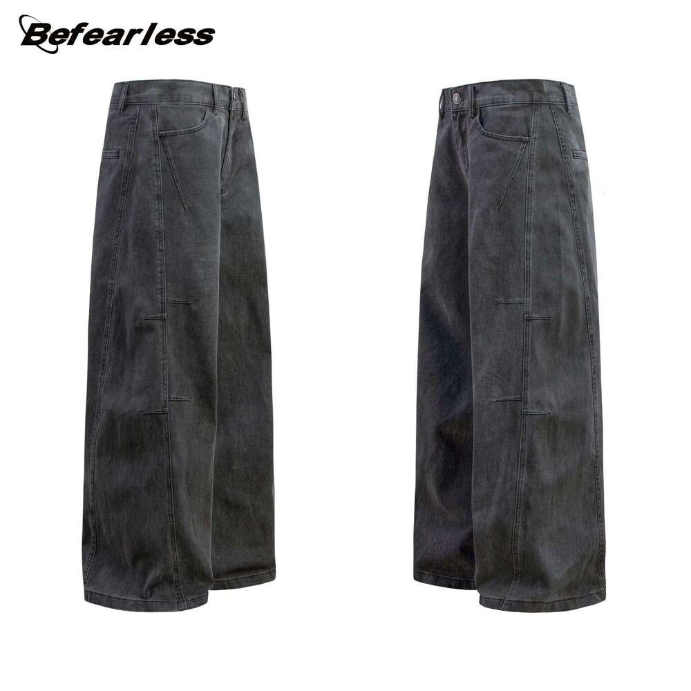 American Style Washed Vintage Curved Men's Trendy Brand Niche Loose Fit Casual Long Scythe Pants B5