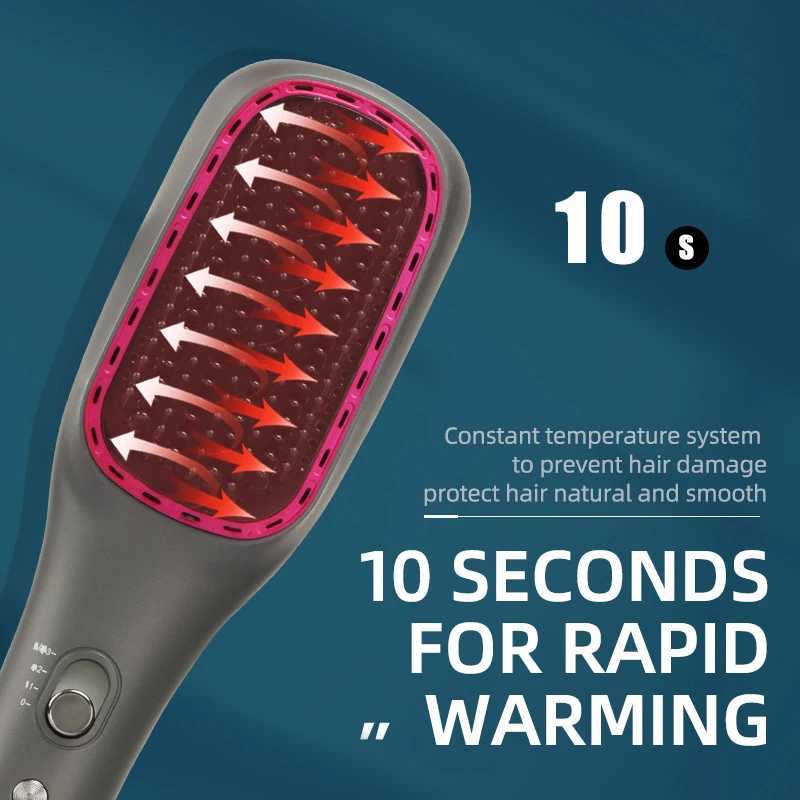 Kemei Fast Heating Comb Hair Straightening Brush Curling Iron Styler Electric Comb Straightener Multifunctional Comb EU Plug W250814