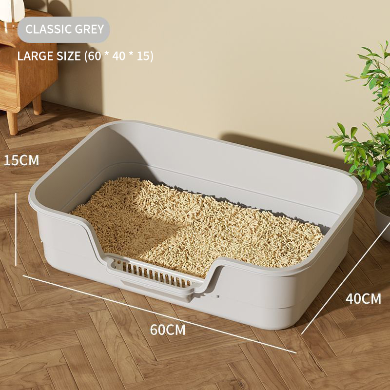 Pet litter box, oversized cat toilet, semi enclosed, open, breathable, odorless, splash proof pet supplies