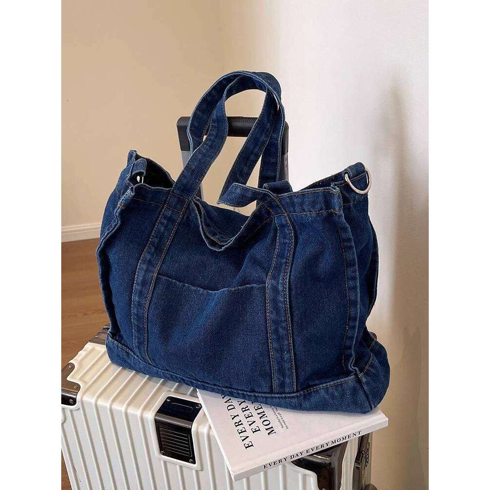 Korean Style Fashion Commuter Handbag Large Capacity for NEW free shipping Women New Denim Tote 2025 High-End Feel Shoulder Bag