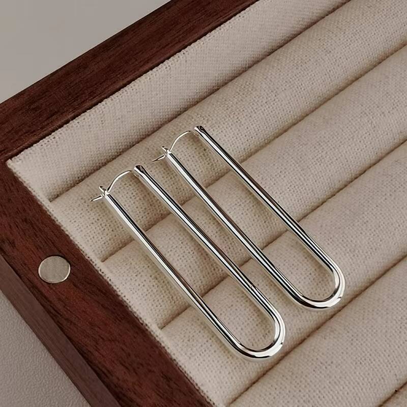 S Women's Pure Sier Earrings U-Shaped Long Needle Exaggerated Niche Design Cross-Border Fashion