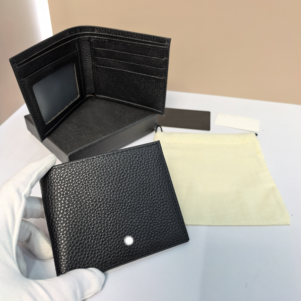 Wallet Cardholder Genuine Leather Men's Wallet Credit Card Pocket Coin Purse Luxury Designer Litchi Pattern Short Wallet High Quality Window Card Slot with Box