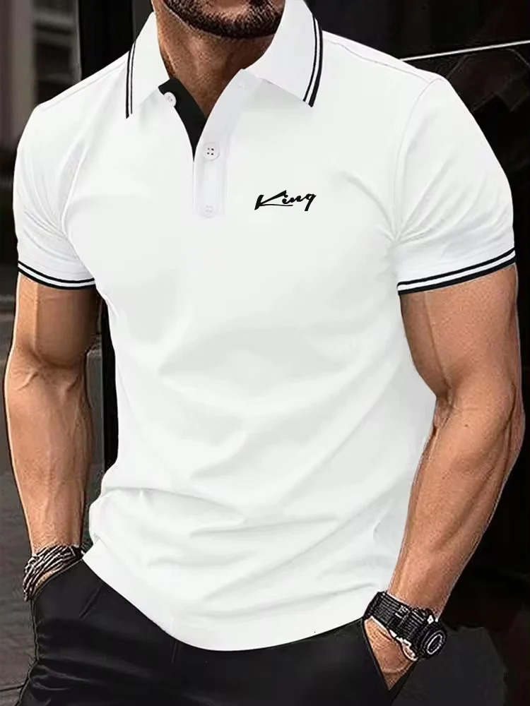 Polyester Mens Polos Solid Color Classic Polo Shirt Men Short Sleeve Top Quality Casual Business Social Polo Shirt Men 250813