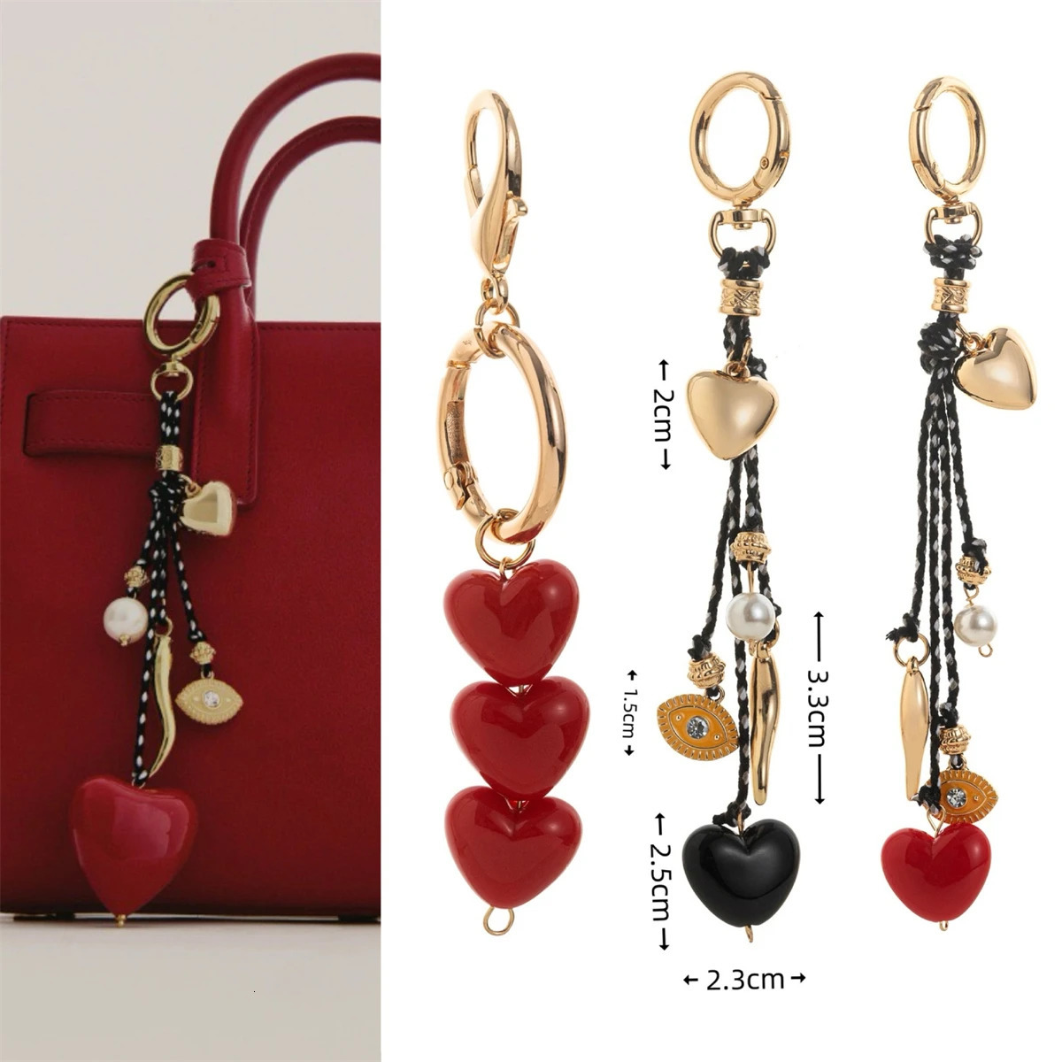 Simple elegant and atmospheric bag accessories macaron color heart-shaped bag pearl accessories 250811