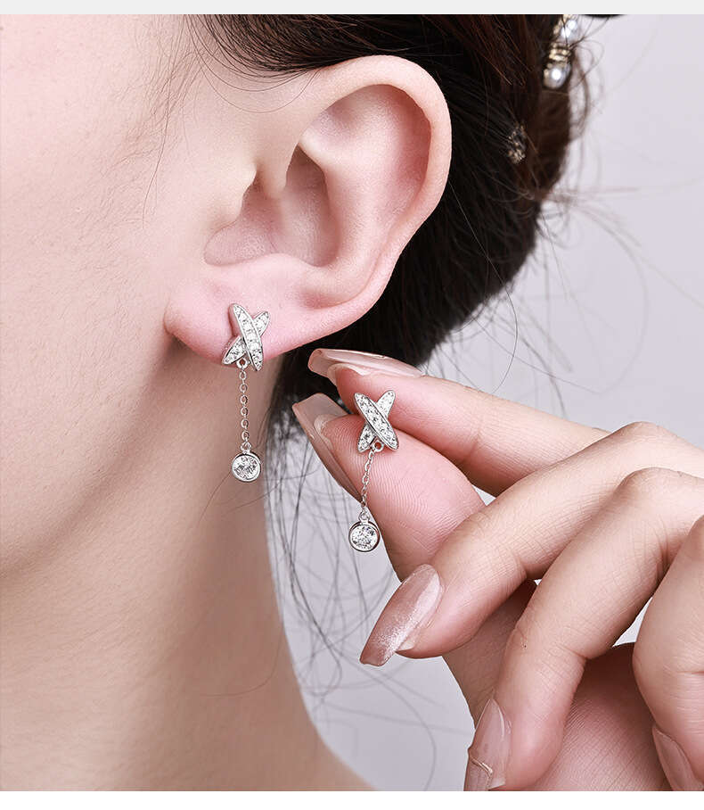 Shining Select S925 Sterling Silver Rose Moissanite Earrings - Luxury Original Design Studs for Women (MR-0177)