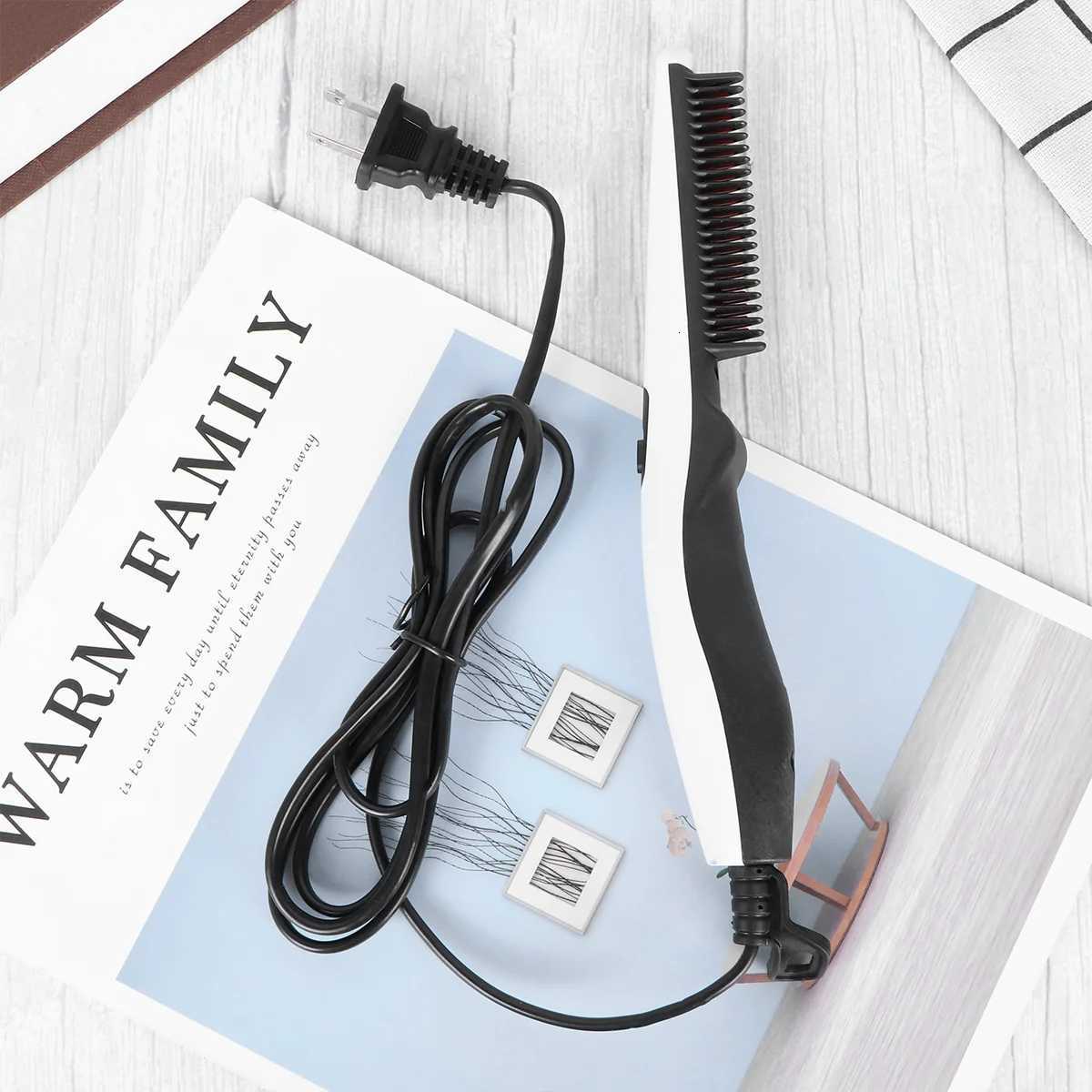 Portable Straight Beard Comb Hair Straightening Electric Beard Comb Hairdressing Straightener Heat Technology Safe Rubber W250814