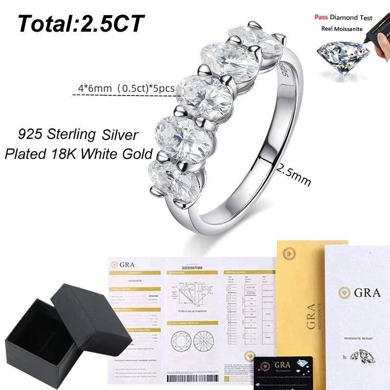 NKHOG 2.5cttw Oval Moissanite Ring For Women 925 Sterling Silver 18k Gold Plated Sparkling Wedding Rings Fine Jewelry GRA Tested