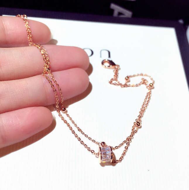 New Fashion Korean and Japanese Style Double Layer Classic Simple Zircon Inlaid Ring Elegant Versatile Anklet Bracelet Jewelry for Women S00295