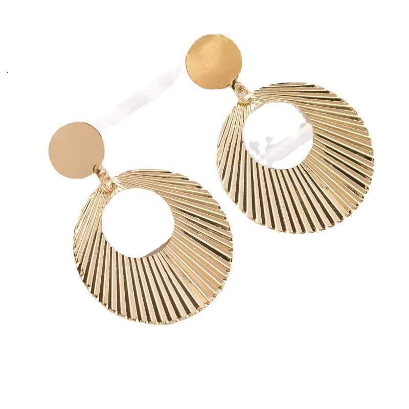 Stainless Steel Personality Exaggerated Threaded Water Drop Hollow Earrings