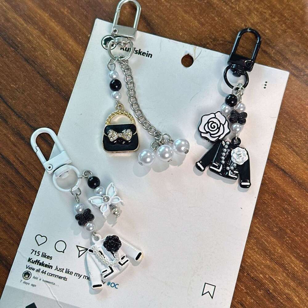 Bag Charms Designer Alloy Keychain charm Camellia small clothes for women Bag Pendant DIY Earphone Case Car Pendant