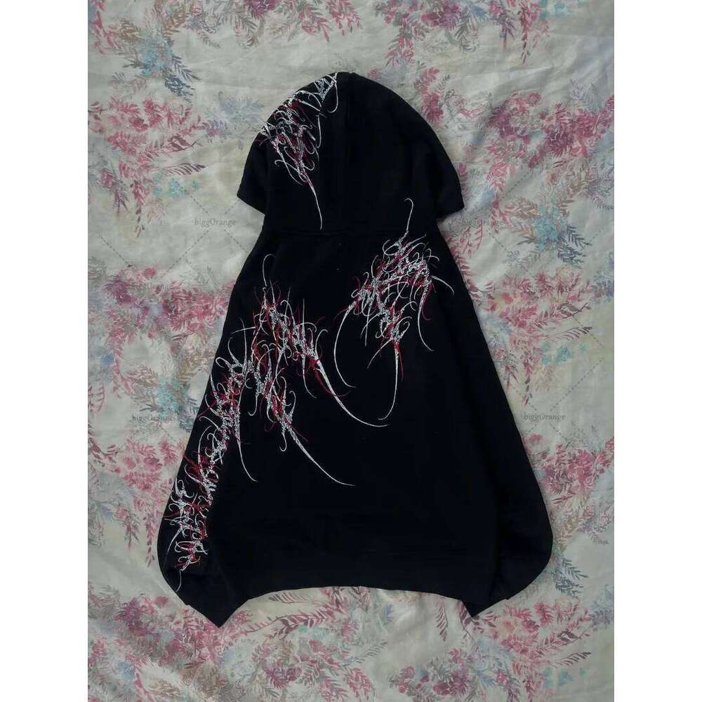 American Retro Striped Fashionable Loose Black Hoodie Men Street Hip-Hop Haruku Y2k Punk Casual Oversized Sweatshirt Women