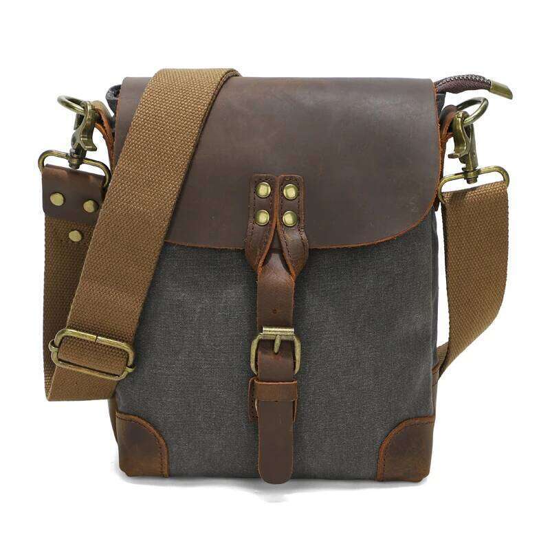 City Bag Retro Canvas Small Shoulder Bag Men's Leather Crossbody Bags Women Phone Pouch For Travel Everyday Use