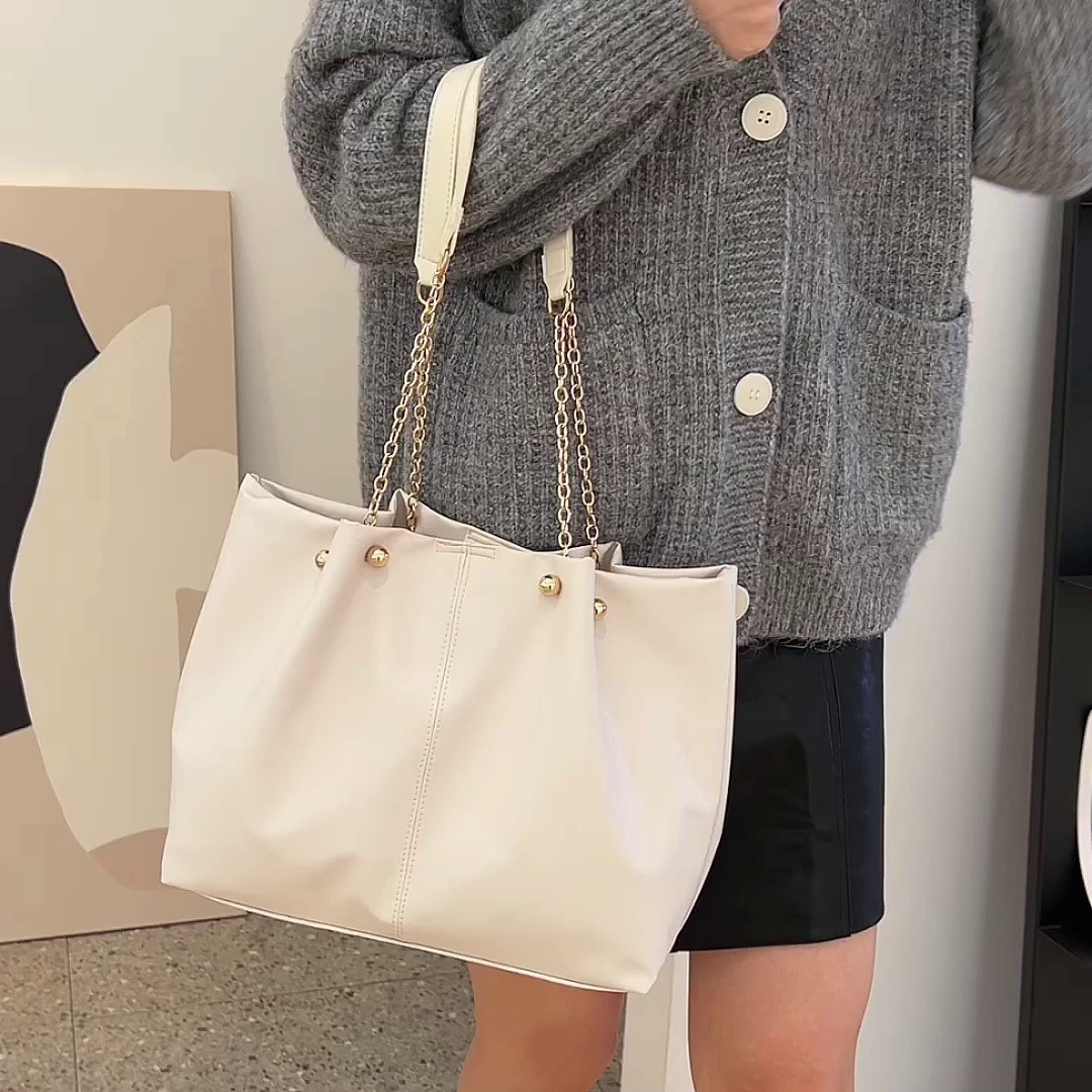 Large Capacity Tote Trendy Shoulder Underarm Chain Daily Commute Autumn PU Women's Bag