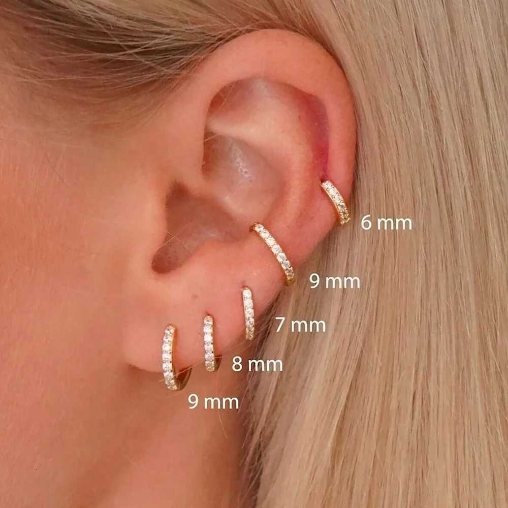 1 Pair Stainless Steel Cubic Zirconia Minimal Hoop Earrings for Women Small Huggie Thin Cartilage Helix Tragus Piercing Jewelry XJ250814