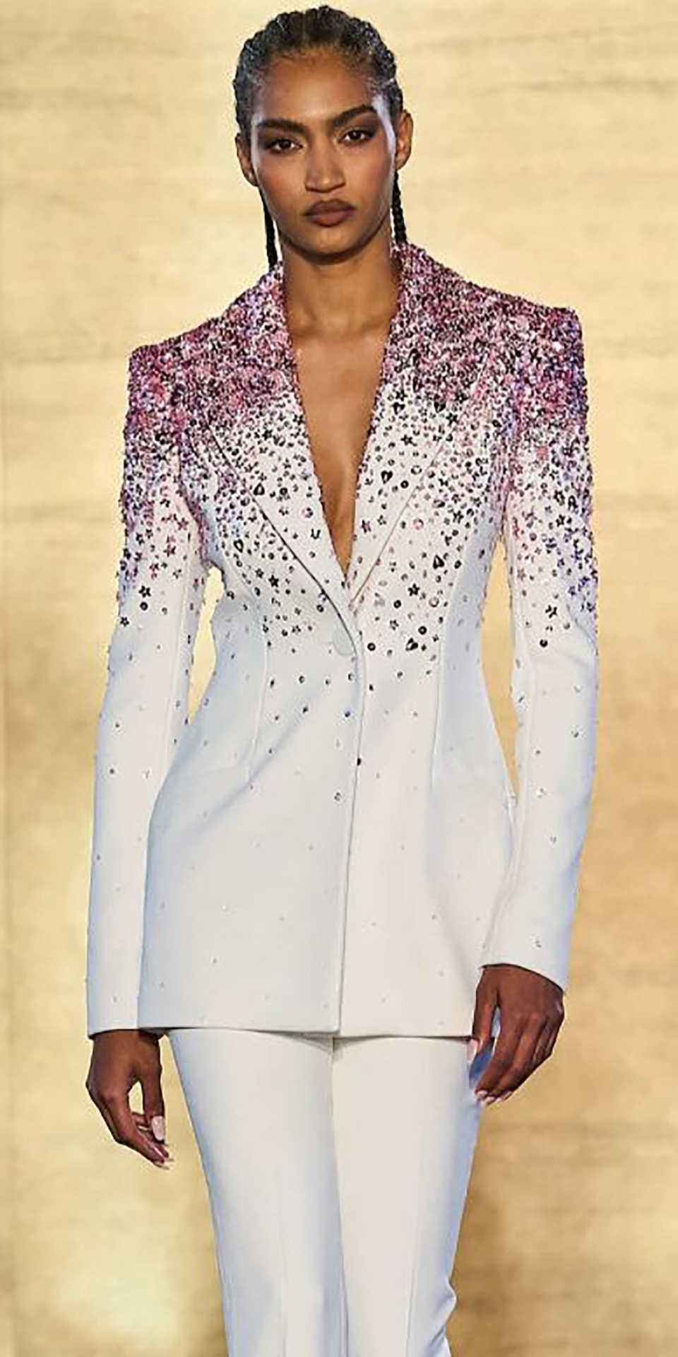 Graceful 2 Pieces Women Suits Long Sleeve Crystal Beading Jacket Blazers Office Ladies Work Classic Fit Party Outfits