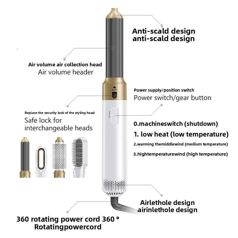 5-In-1 Dryer Hot Air Brush Multi-Functional Hair-Friendly Straightening And Dual-Use Large Waves Hair Styling Curling Iron Fully Automatic