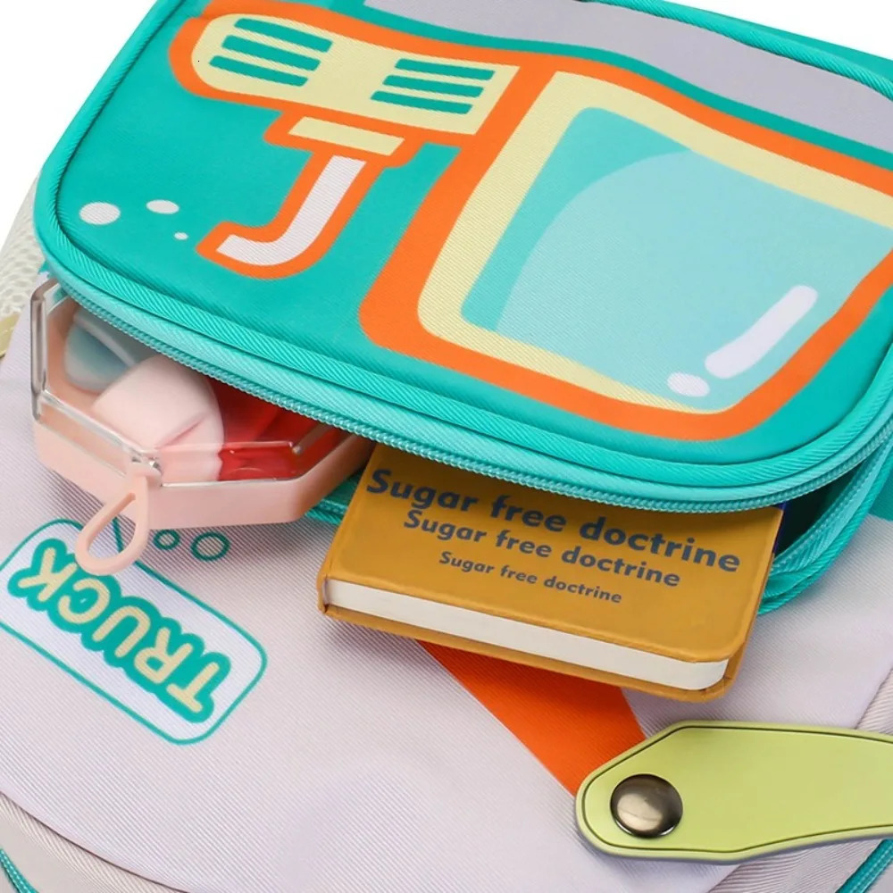 Kids Excavator Construction Theme Backpack Lightweight Durable School Bag Adjustable Straps Zipper Closure 250813