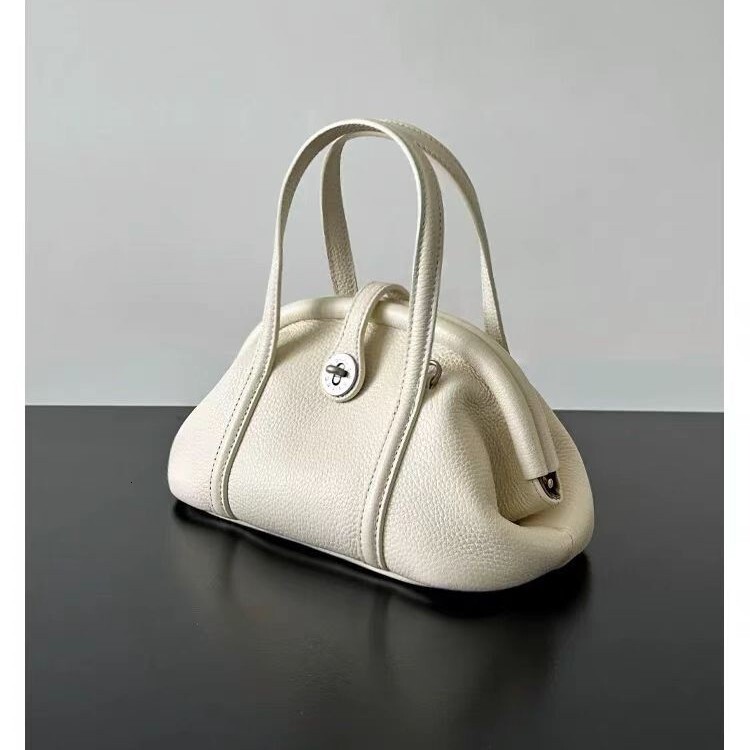 Designer Bag 2025 New Vegetable Tanned Leather Clip Catfish Bag High-end First Layer Cowhide Shell Bag Single Shoulder Luxury Bag Handbag Dumpling Bag