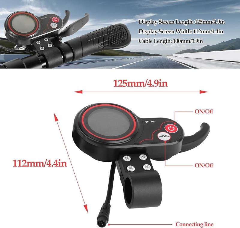 Electric Thumb Throttle with Display 48V/36V TF-100 -5pin/6pin Electric Display Panel Compatible with KUGOO M4/M2 Electric Scooter Controller