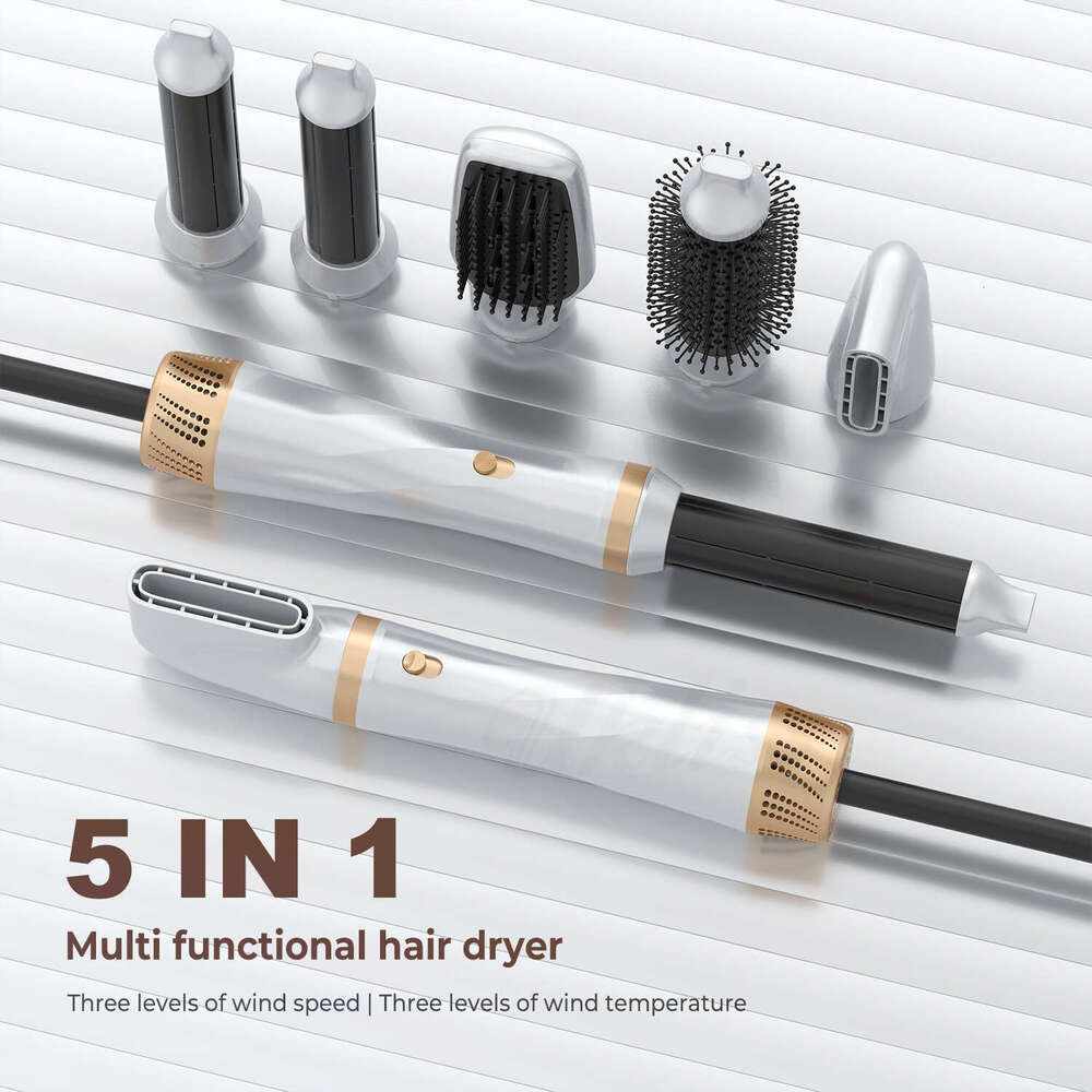 Hot Air Multi-Functional Curling Straightening Dual-Use Brush For Straight And Curly 5-In-1 Hair Dryer