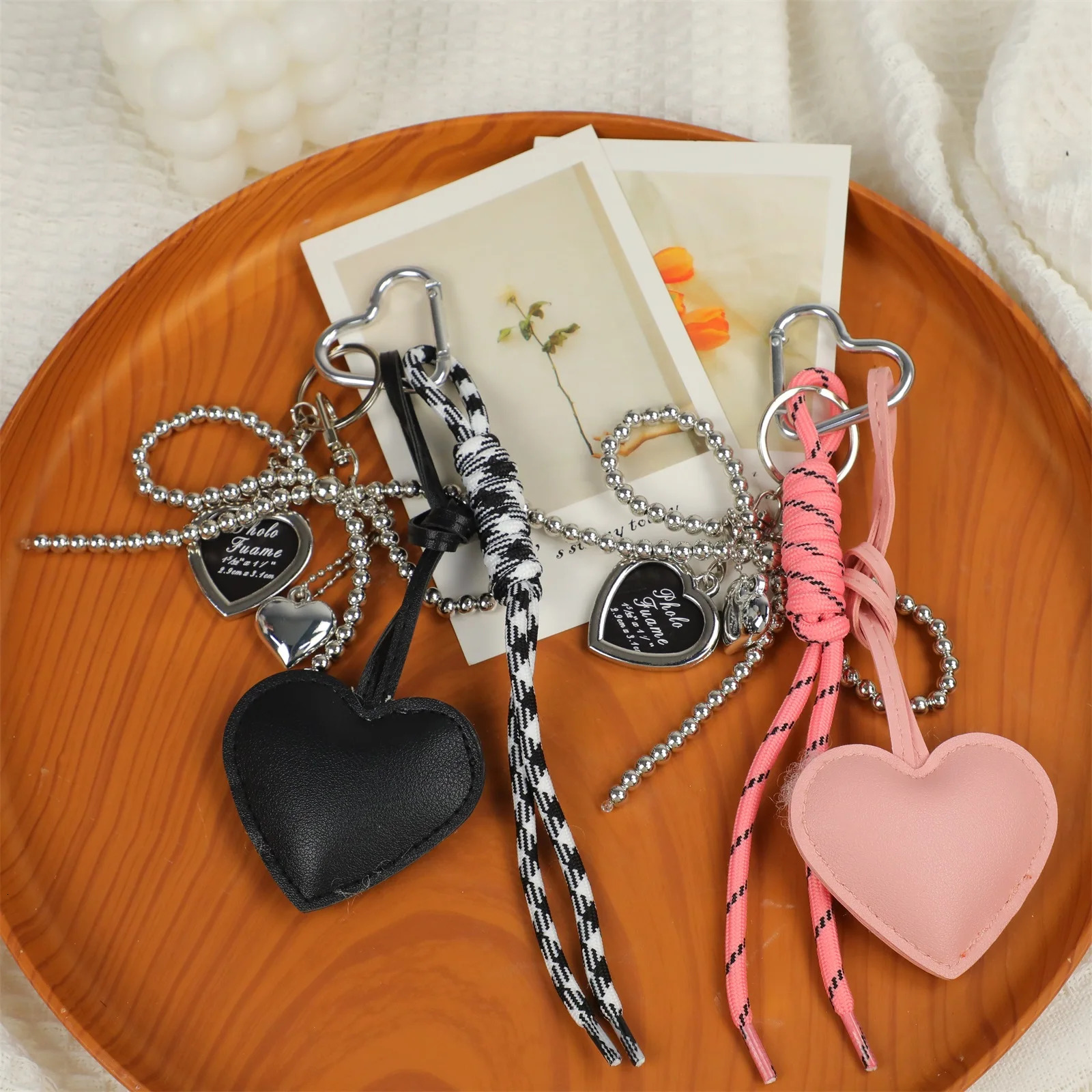 INS Bag Key Chain Korean Style Bow Phone Pendant Chain Heart Charm Strap Braided Rope Bag Hanging Decors Jewelry Gift Decoration 250811