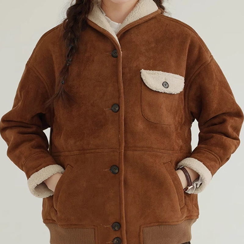 European and American style French design button decoration double-sided jacket jacket