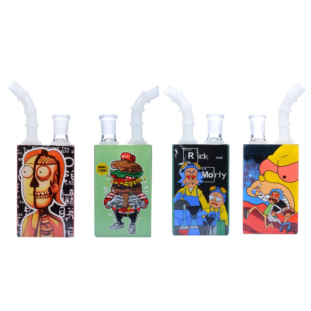 14mm Female Juice Box Shaped Water Pipe Glass Bong Bowl Kit