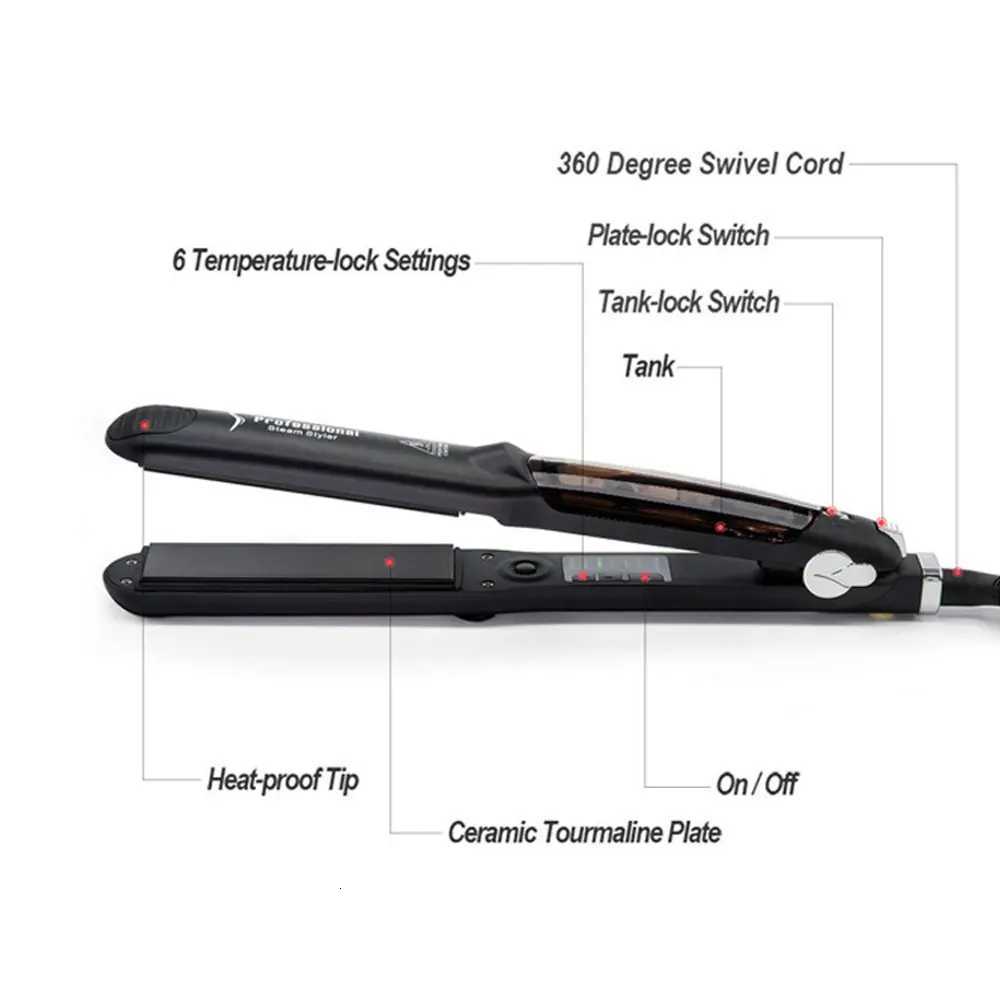 Household Hair Straightener Professional Steam Hair Flat Iron Ceramic Vapor Straight Curling Dual-use Hair Beauty W250814