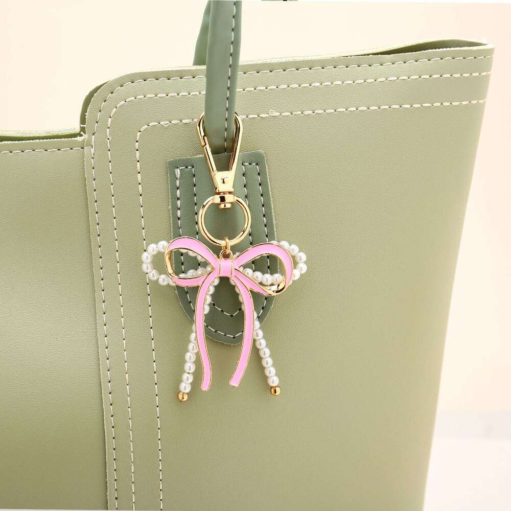 Korean Version Cute Sweet Handmade Imitation Pearl Bow Keychain Bag Pendant Gift Personalized Ornament