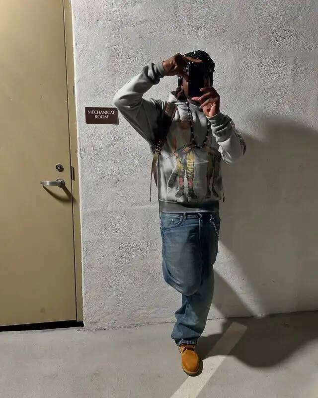 Vintage Streetwear Hoodie Bold Graphic Print Militaryinspired Outfits Flame Detail On Sleeves Cool Urban Style For Casual Wear