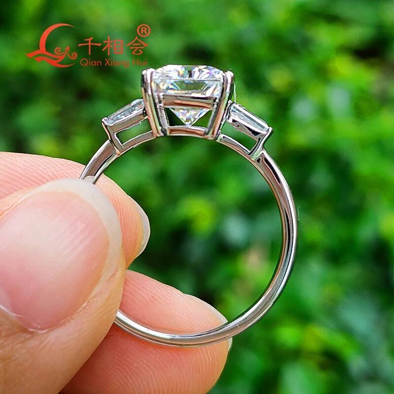 925 Silver 8x10mm radiant cut D VVS with two baguette Moissanite Ring Men women Diamonds wedding dating gift fine Jewelry
