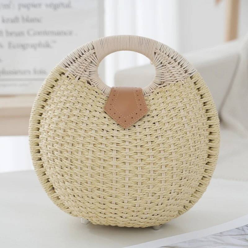 Casual Straw Woven Spherical Top-Handle Bags Retro Personality Fashion Popularity High Quality Handbag for Women Summer New high-quality
