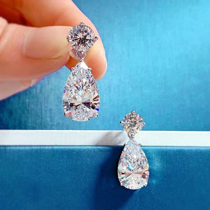 BXINY 19Carat All Moissanite Water Drop Earrings S925 Silver Pear Cut Diamond for Women Wedding Bride Gift Jewelry GRA Certified