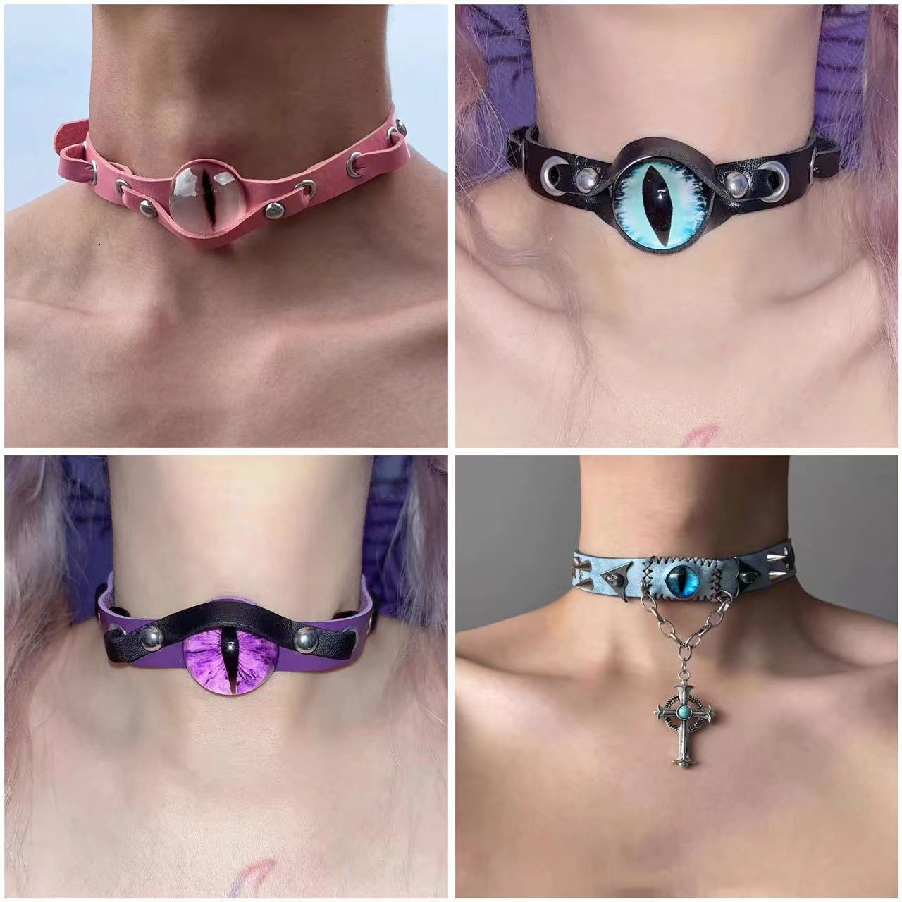 Gothic Style Demon Eye Choker Necklace for Women, Exaggerated Necklace, Halloween Accessories, Niche High-End Clavicle Chain
