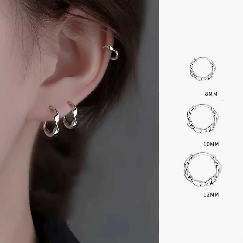 Fashion Silver Color Twist Hoop Earrings for Women Minimalist Geometric Round Circle Earrings Wedding Jewelry Accessories Gifts XJ250814