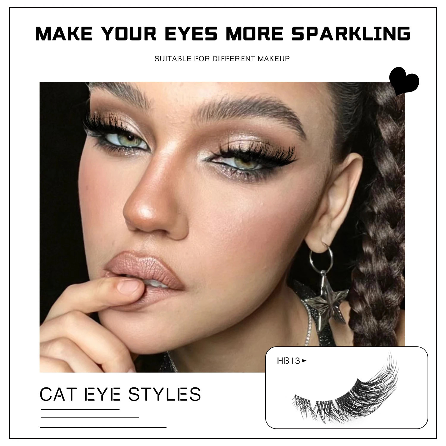GROINNEYA False Eyelashes Cat Eye Lashes Natural Long Half Short Wispy Clear Band 3D Faux Mink Lash Multipack 250811