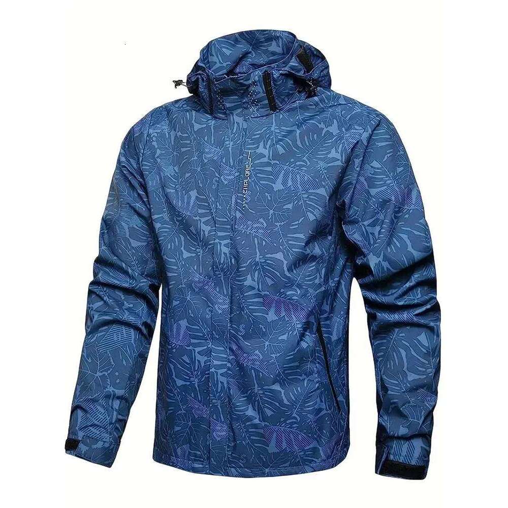 Men's Casual Waterproof Windbreaker Jacket Full Zip Up Hooded Shell Outdoor Hiking Coat For Autumn Plus Size
