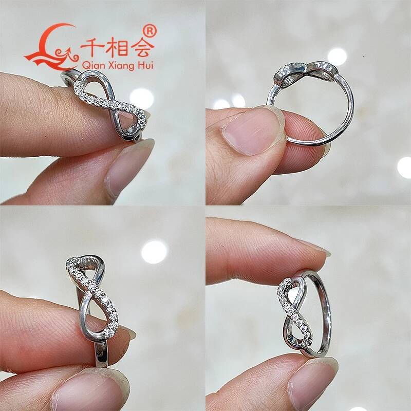 Infinity love S925 silver Ring 1.3mm Melee D VVS white color Moissanite diamond 8 Design rings Jewelry dating gift wedding