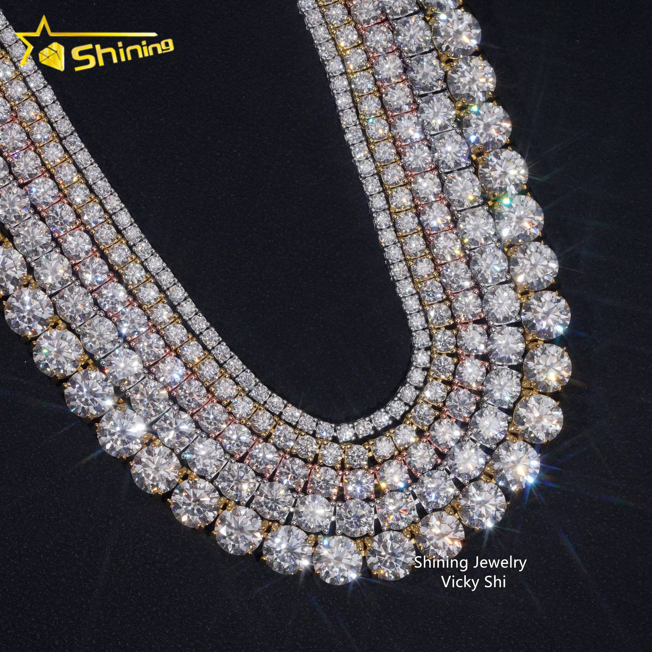 Best Selling GRA Certificated VVS Moissanite Tennis Chain 925 Silver 2mm 3mm 4mm 5mm Iced Out Moissanite Tennis Choker Necklaces