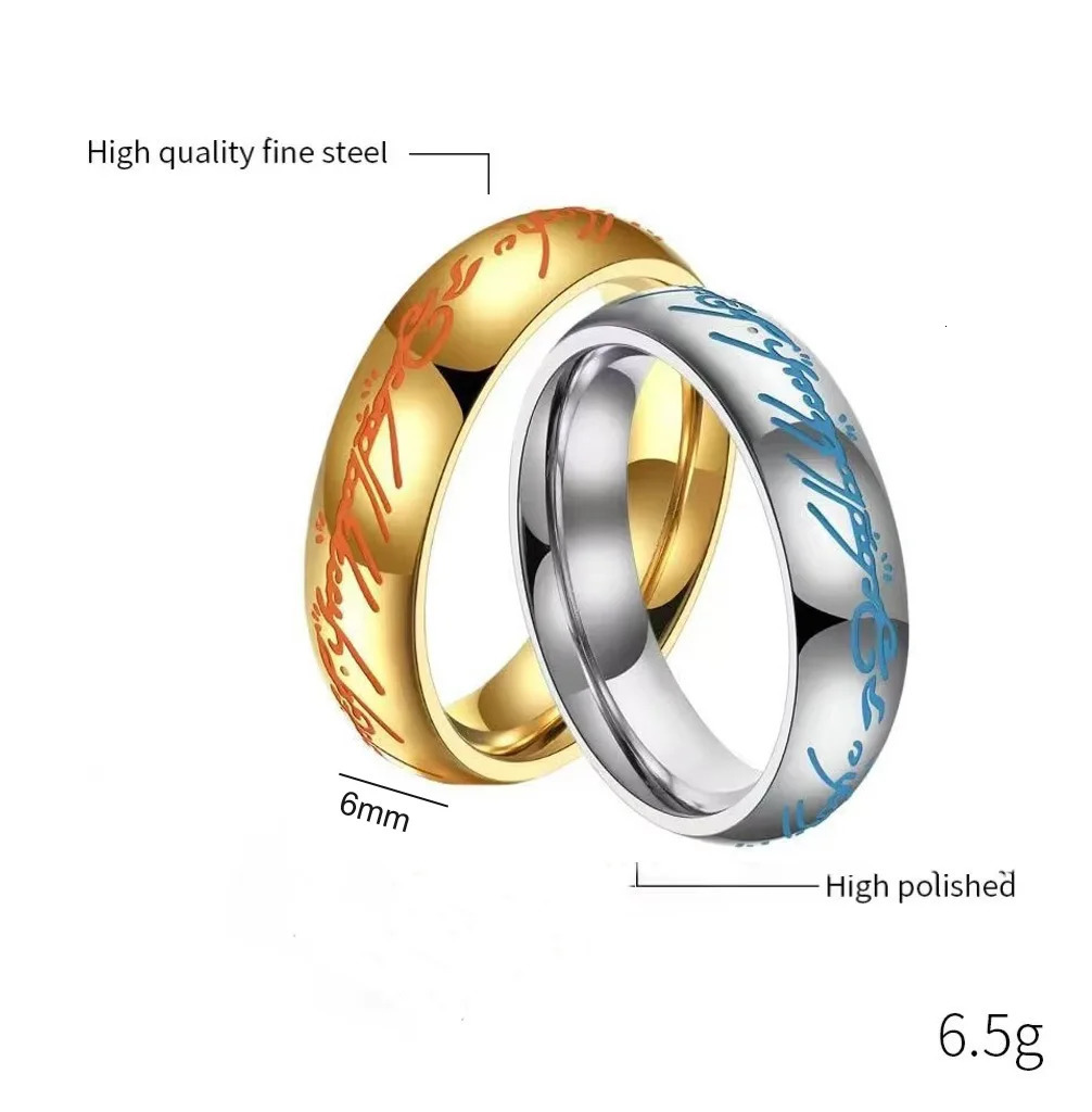 Stainless steel luminous magic ring couple fashionable and personalized mens womens accessories 250811