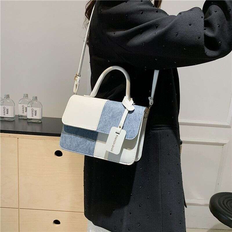 Small niche design and contrast color small square for women's new style, simple texture, crossbody bag,