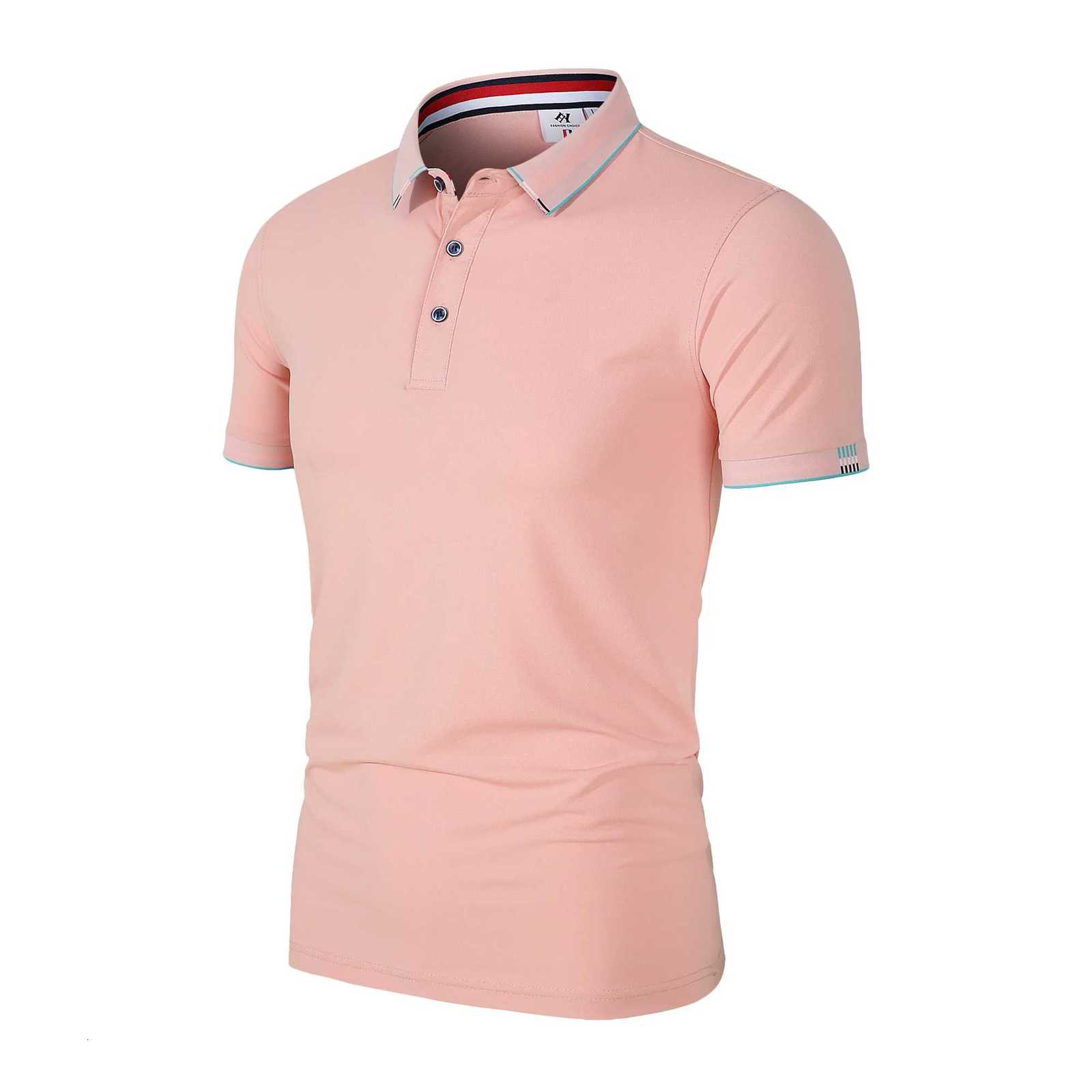 2025 New Mens Sports Korean Casual Trend Slim Fit Short Sleeve Silk Cotton Collar Solid Color T-Shirt Polo Shirt Polo XJ250804