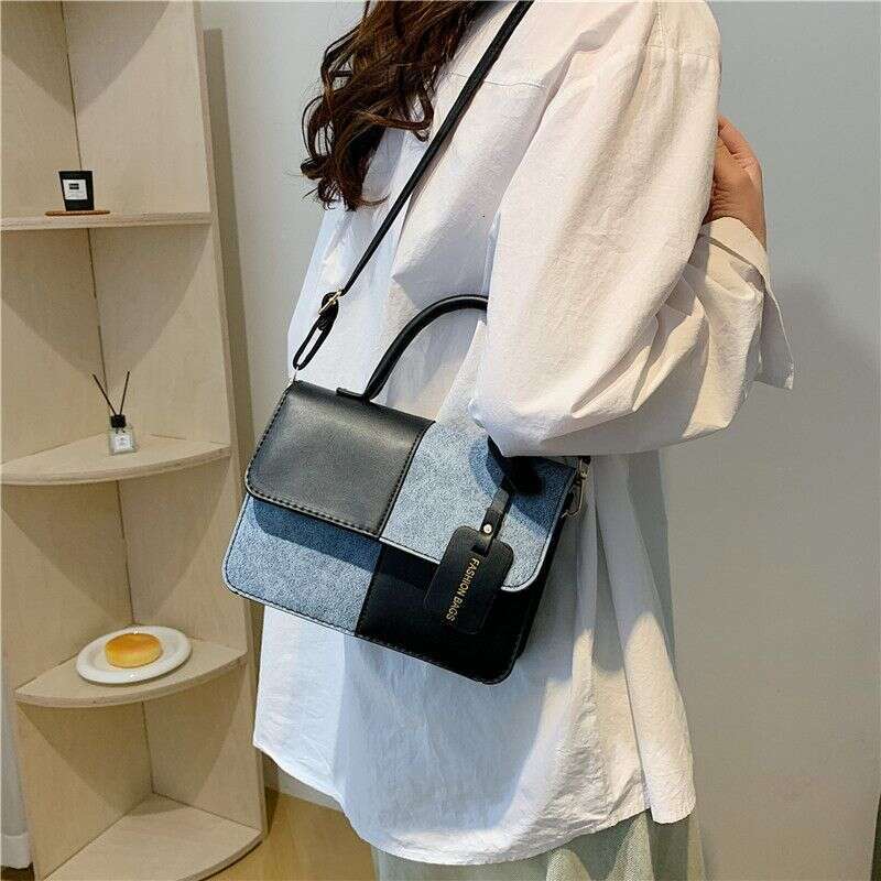 Small niche design and contrast color small square for women's new style, simple texture, crossbody bag,