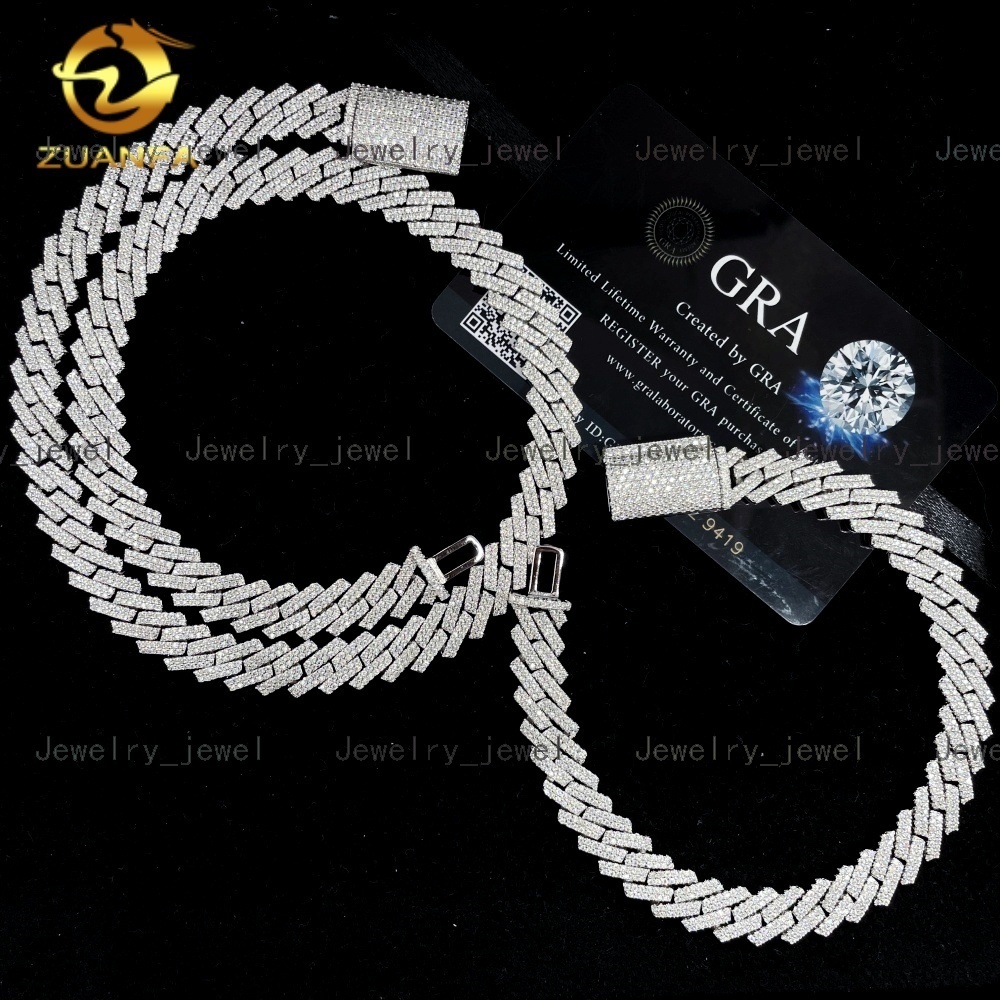 Hot Selling Ready to Ship Pass Diamond Tester Hip Hop Jewelry 10mm VVS Moissanite Cuban Link Chain 925 Silver Iced Out Necklace