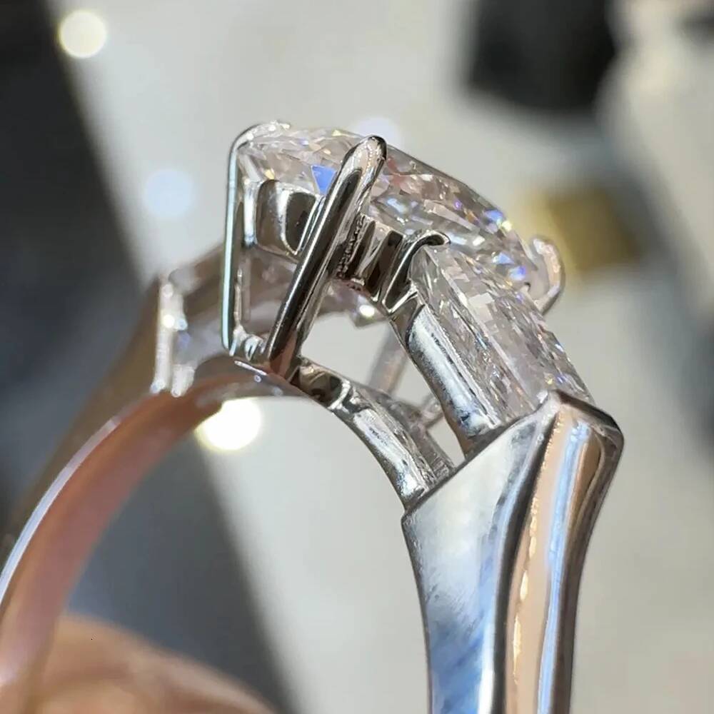 3/4/10Carat Oval Tapered Cut Moissanite Diamond Engagement Rings with Certificates S925 Silver 3-Stone Wedding Ring for Women