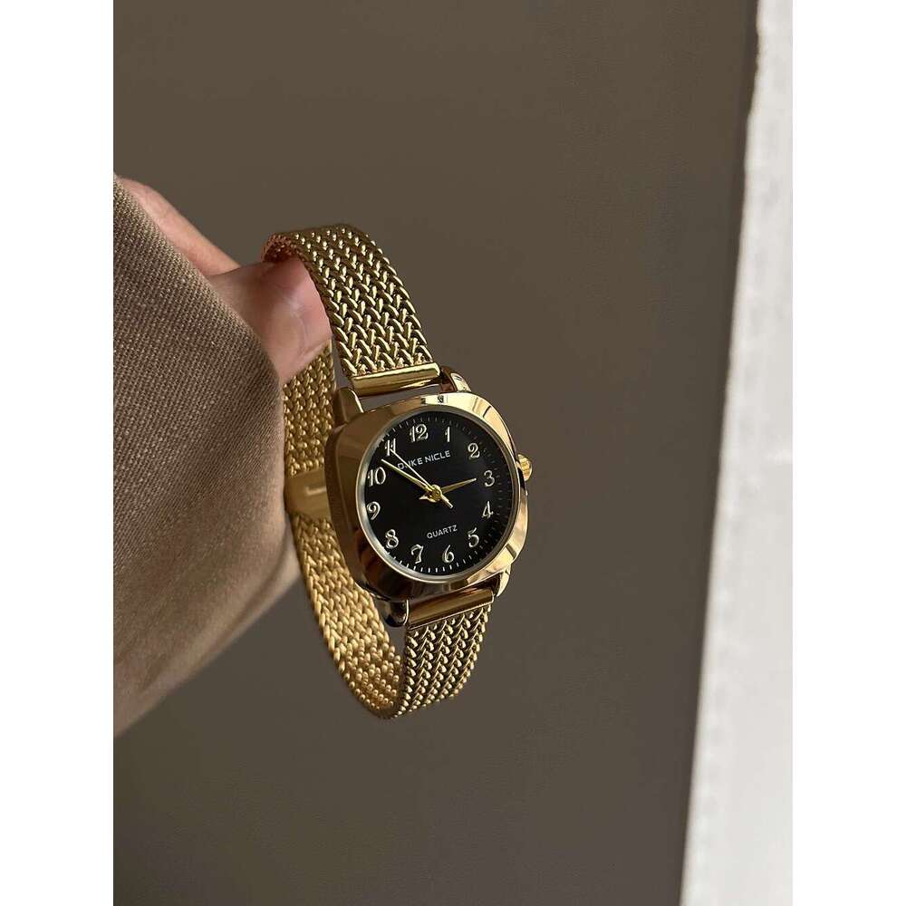 New Women's High-end Mesh Ladies' Wristwatch Vintage Fashion for Women Simple Designer Steel Strap Gold Watch